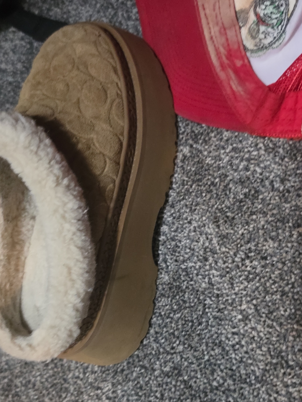 Coach Women's Quilted Faux-Shearling Slip-On Slipper in Tan